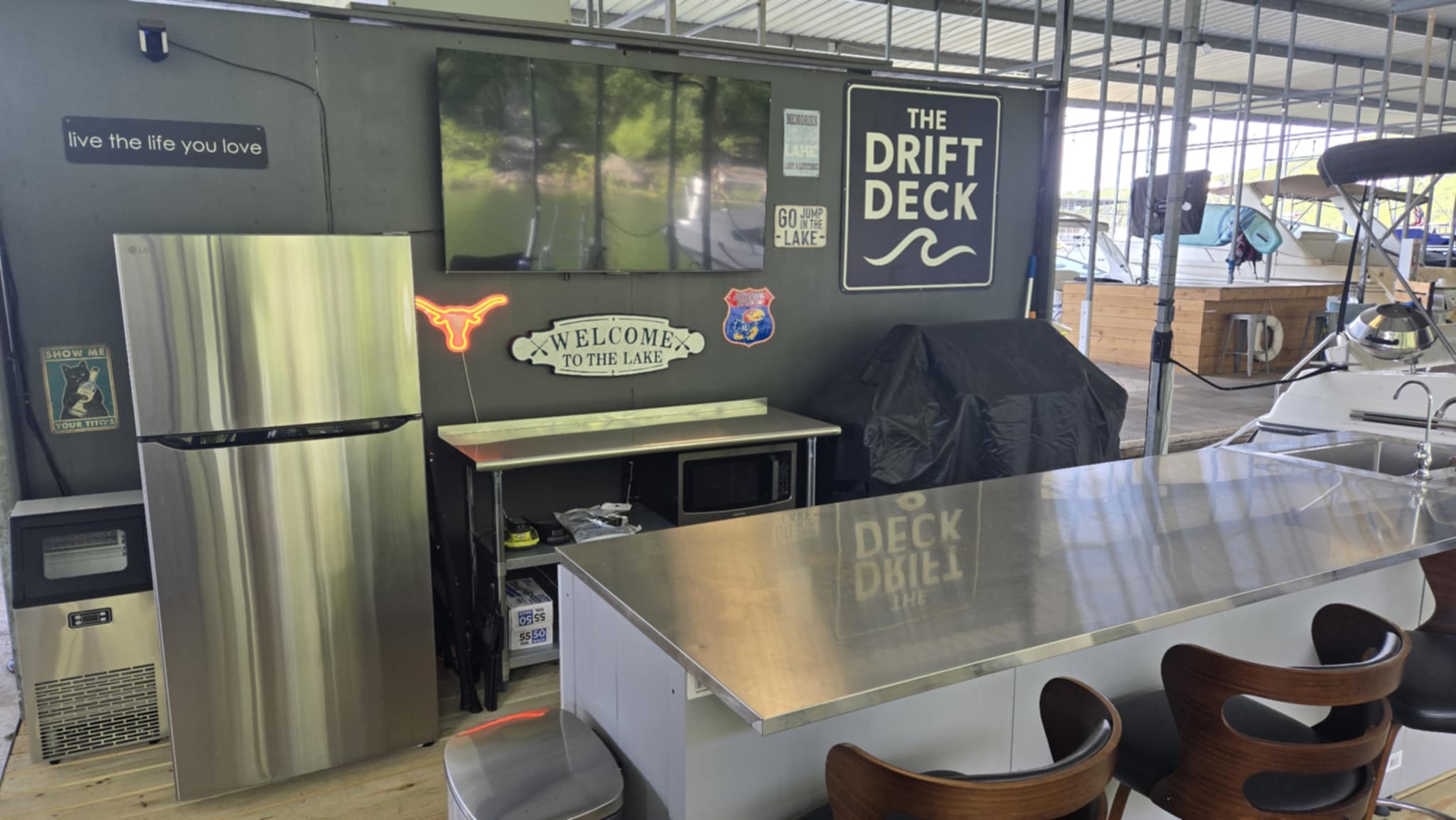 The Drift Deck kitchen area and bar